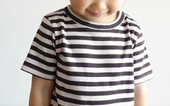CHECK&STRIPEオリジナルフレンチフライスボーダー グレイッシュピンク×ココア